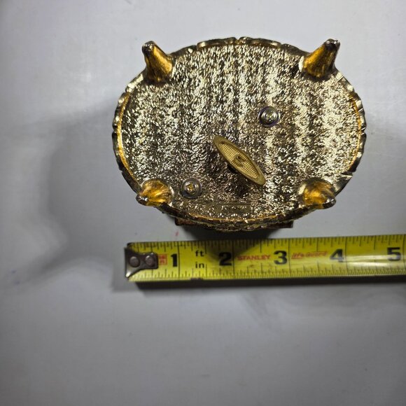 Vtg Sankyo Metal Footed Music Box Floral Hummingbird Engraved "Anna" Evergreen - Picture 7 of 8